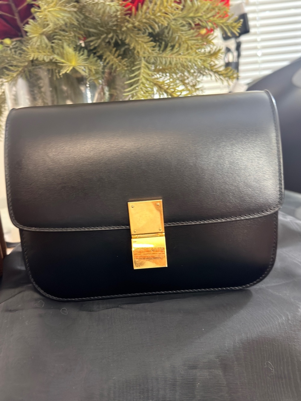 Celine Classic Box Bag – Black Leather with Gold-Tone Hardware